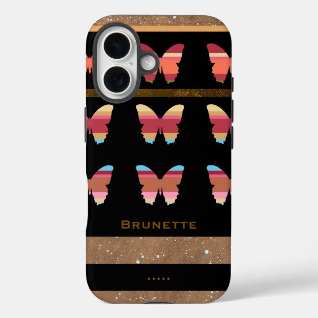 iPhone 7 mit gestreiften Schmetterlingen Case-Mate iPhone Hülle (Rückseite)