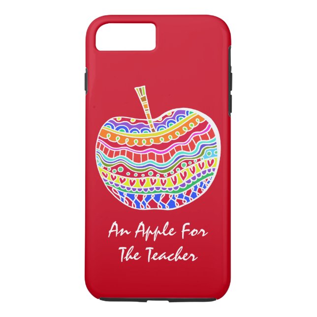 iPhone 7 Plus Fall von Red Folk Art Apple Lehrer Case-Mate iPhone Hülle (Rückseite)