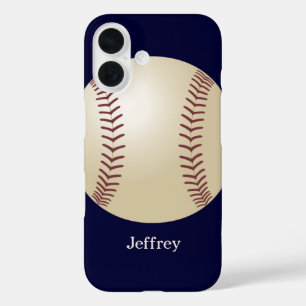 iPhone Case, Baseball, Blau, Personalisierter Name iPhone 16 Hülle