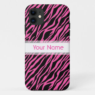iPhone Case Custom Zebra Print Pink Black