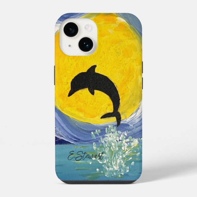 iPhone Case - Dolphin Moon Ocean Hülle (Rückseite)