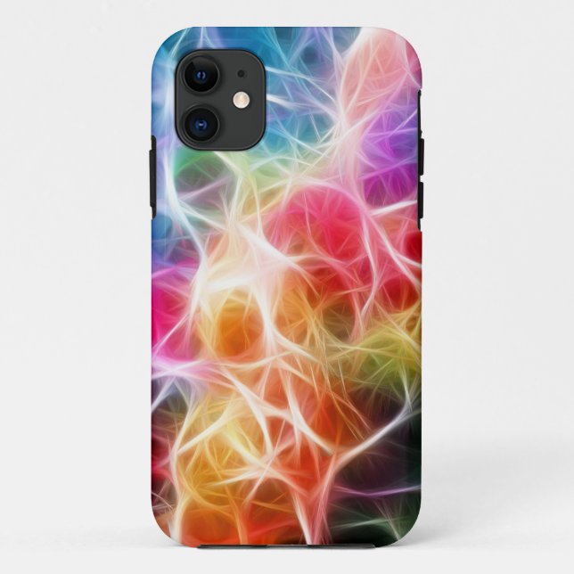 iPhone Case farbiges hellrosa grünes Netz (Rückseite)