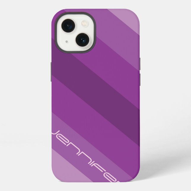 iPhone Case Five Lila Diagonal Stripe Custom Hülle (Rückseite)