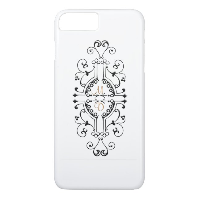 iPhone Case für Black and Gold Monogram (Rückseite)