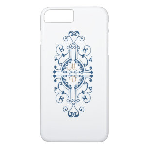 iPhone Case für Blue und Gold Monogram