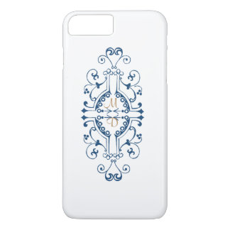 iPhone Case für Blue und Gold Monogram