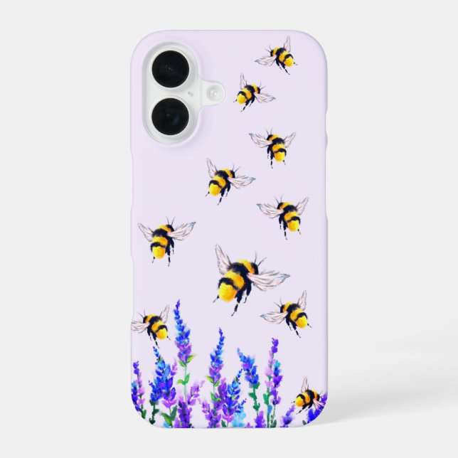 iPhone Case für Blume und Bienen 16 Hülle (Rückseite)