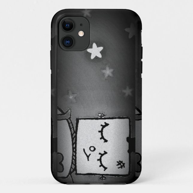 iPhone Case für den Niedlichen Robot in Schwarz un (Rückseite)