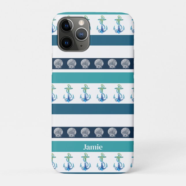 iPhone Case für die Blue White Family am Strand ge (Rückseite)