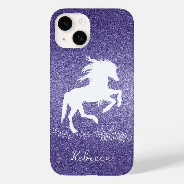 iPhone Case für lila Glitzer Unicorn Case-Mate (Rückseite)