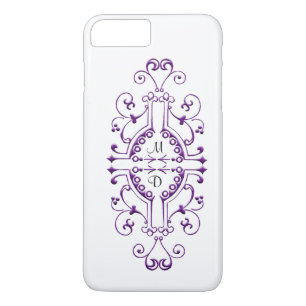 iPhone Case für lila und weiße Monogramm