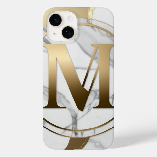 iPhone Case für personalisiertes Marble & Gold Mon (Rückseite)