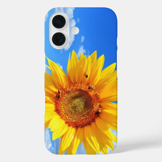 iPhone Case für Sonnenblumen und Bienen (Rückseite)