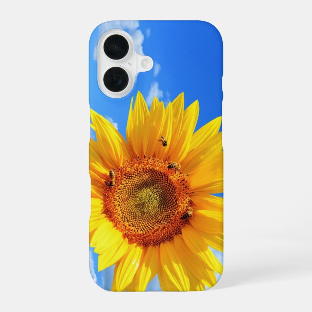 iPhone Case für Sonnenblumen und Bienen 16 Hülle (Rückseite)