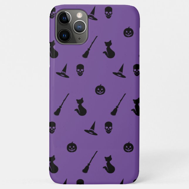 iPhone Case Halloween Muster Blk auf Lila (Rückseite)