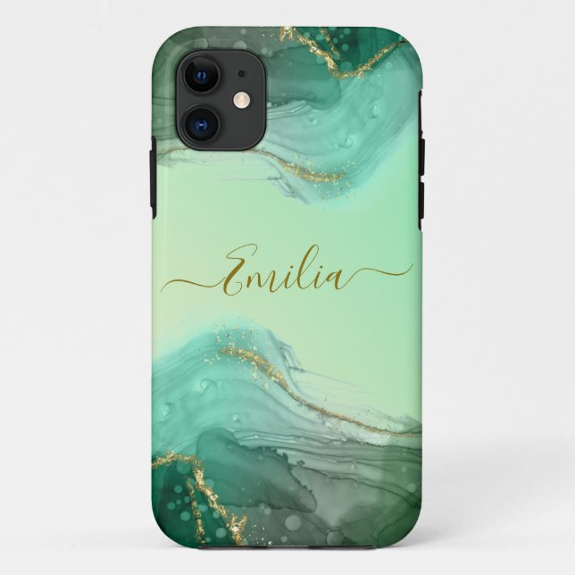 iPhone Case in grün-grün-Marmor (Rückseite)