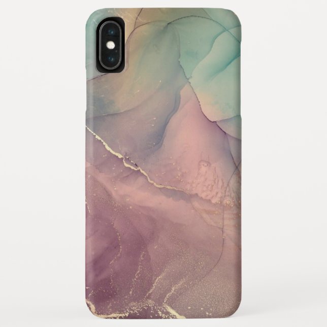 iPhone Case in Rosa und grünem Marmor (Rückseite)