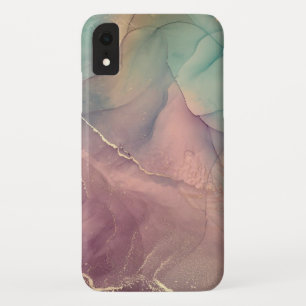iPhone Case in Rosa und grünem Marmor