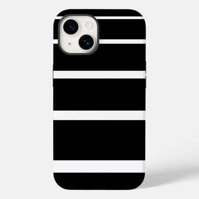 iPhone Case in Schwarzweiß-Streifen (Rückseite)