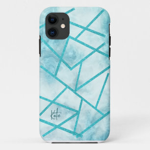 iPhone Case mit Blue Geometric Marble