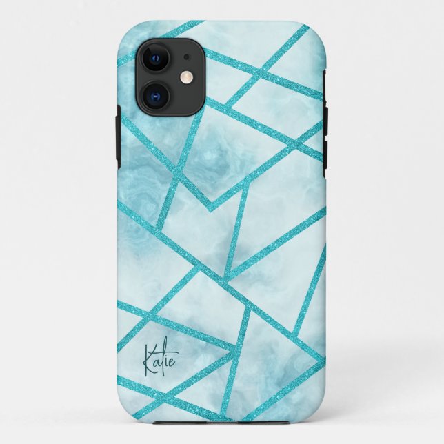 iPhone Case mit Blue Geometric Marble (Rückseite)