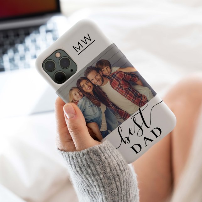 iPhone Case mit dem besten Vater-Foto Monogram-Mat (Best Dad Monogram simple photo gift perfect for Christmas, Father's Day or Dad's birthday. )
