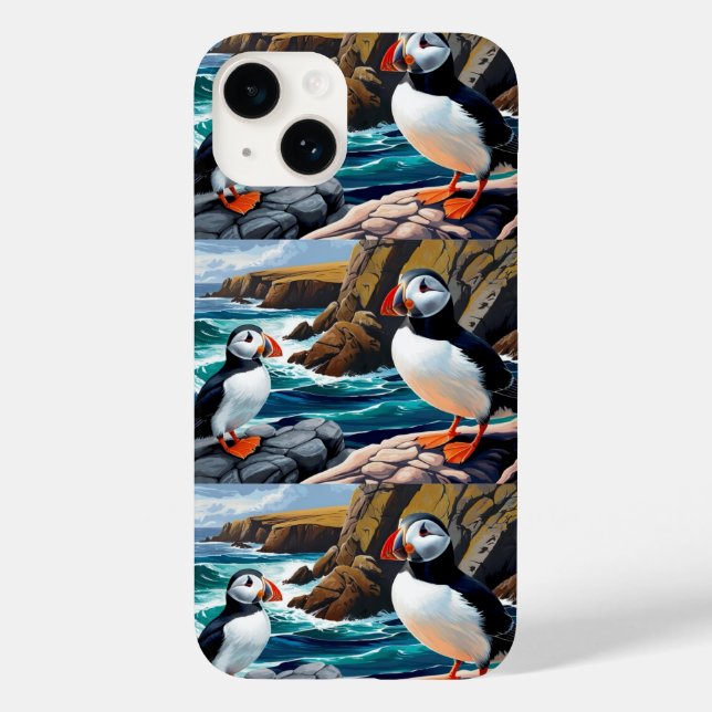 iPhone Case mit isländischen Puffins (Rückseite)
