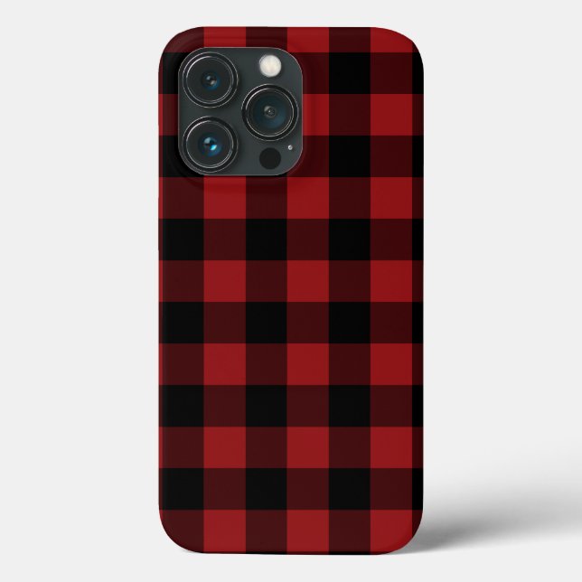 iPhone Case mit Kariertem Karo in Rot und Schwarz (Rückseite)