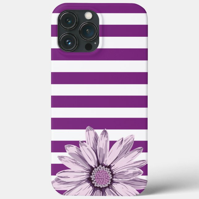 iPhone Case mit lila White Stripe Blume (Rückseite)