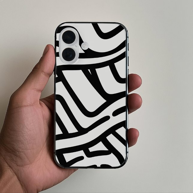iPhone Case mit schwarz-weiß gebogenen Linien (Von Creator hochgeladen)
