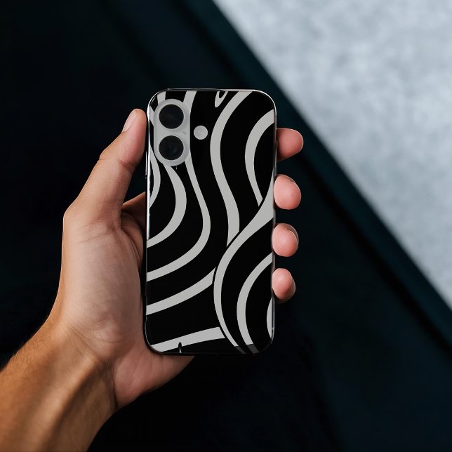 iPhone Case mit schwarz-weiß gebogenen Linien (Von Creator hochgeladen)