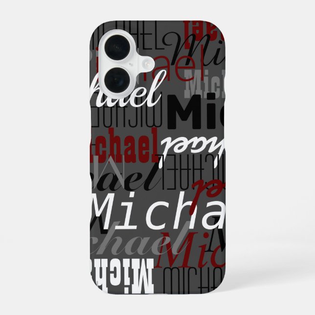 iPhone Case mit überdimensionalem Namensmuster 16 Hülle (Rückseite)