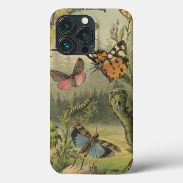 iPhone Case mit Vintagen botanischen Insekten (Rückseite)