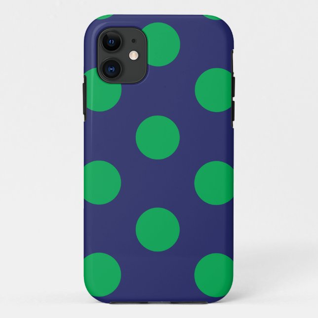 iPhone Case Polka Dot Navy Blue & Green (Rückseite)