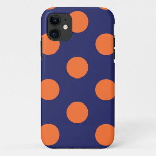 iPhone Case Polka Dot Navy Blue & Orange