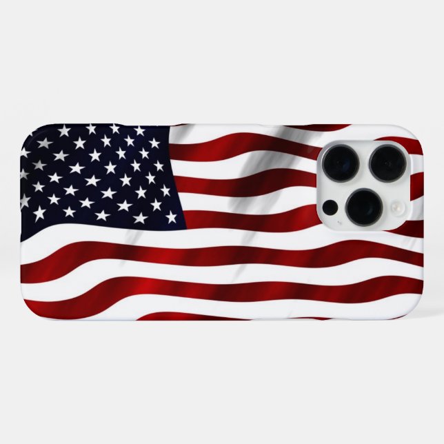 iPhone Case Rippling Design mit amerikanischer Fla Hülle (Rückseite (Horizontal))