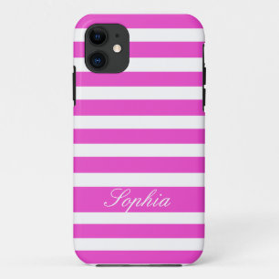 iPhone Case rosa Streifen personalisiert