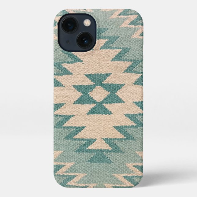 iPhone Case - Southwestern Weave, Pastel Aqua iPhone Hülle (Rückseite)