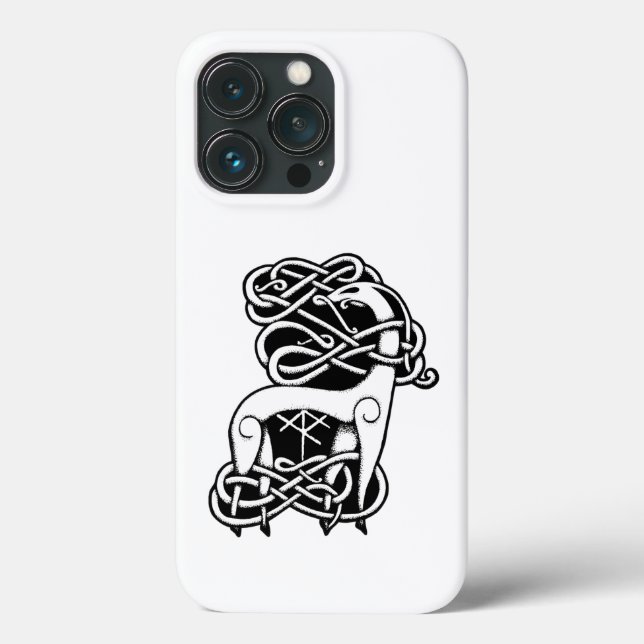 iPhone Case "White Celtic/Nordic Hirsche" (Rückseite)