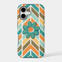 iPhone Cover, Retro Zickzack, Blume Power iPhone  