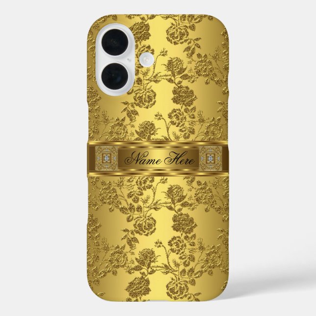 iPhone Elegant Classy Imitats Gold Damask Floral Case-Mate iPhone Hülle (Rückseite)