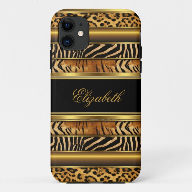 iPhone Elegant Klasse Gold Mixed Animal Print Case-Mate iPhone Hülle (Rückseite)