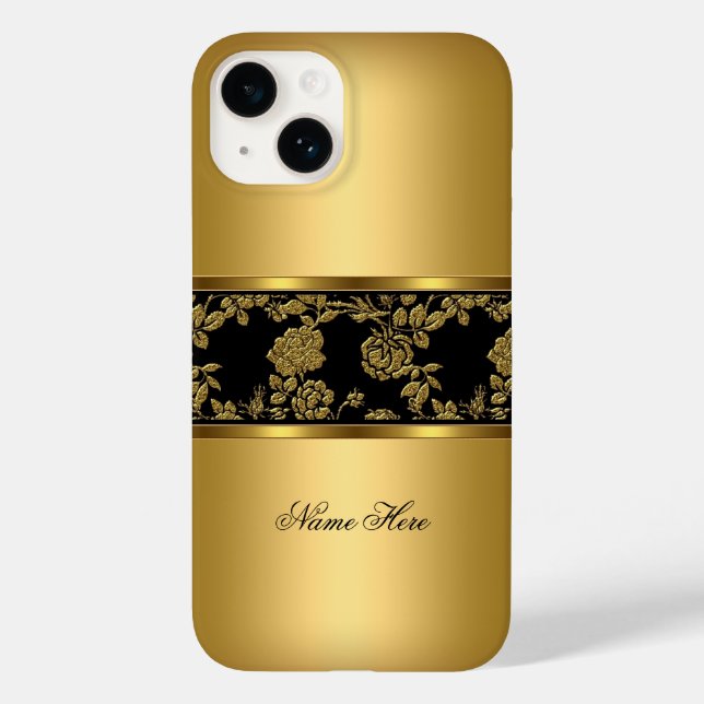 iPhone Elegant Klasse Gold Schwarze Blüte Case-Mate iPhone Hülle (Rückseite)