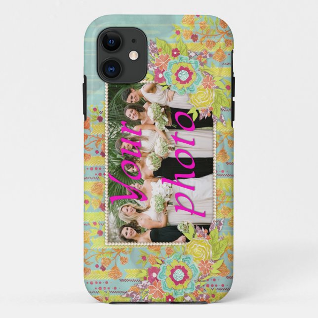 iPhone Galaxy iPad iPod Blue Yellow Flowers Case (Rückseite)