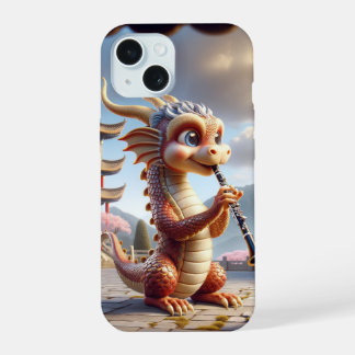 iPhone-Hülle mit Drache, der Klarinette spielt iPhone 15 Hülle