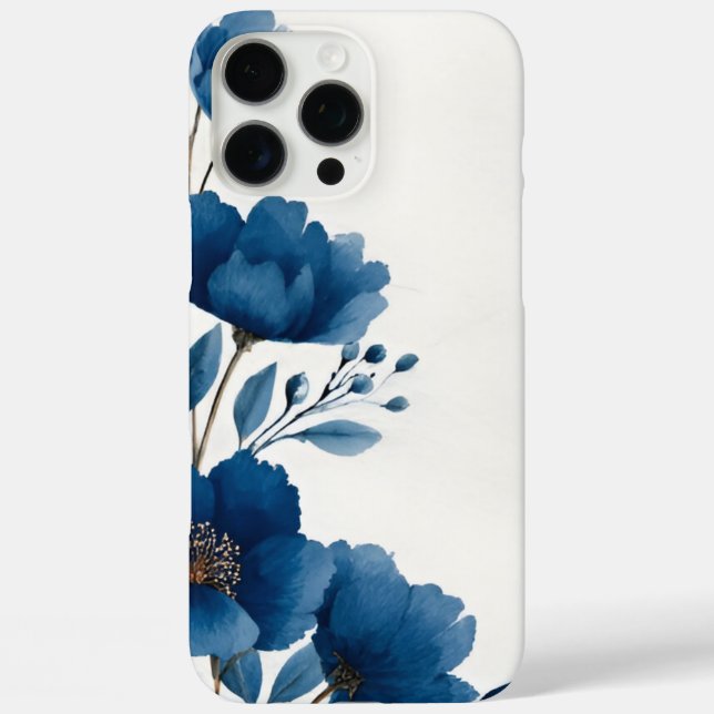 iPhone-Hülle mit dunkelblauen Wasserfarben-Blumen Case-Mate iPhone Hülle (Rückseite)