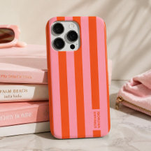 iPhone-Hülle | Preppy Bold Stripe Coral Pink