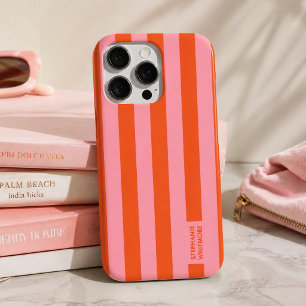 iPhone-Hülle Preppy Bold Stripe Coral Pink iPhone 16 Pro Hülle