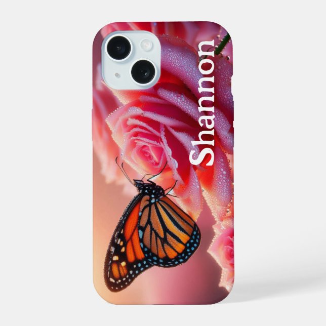 iPhone-Hülle - Schmetterlingsrose iPhone 15 Hülle (Rückseite)