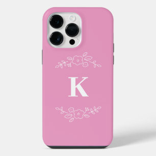 iPhone/iPad-Gehäuse aus weißem Blumen-Monogramm iPhone 14 Pro Max Hülle